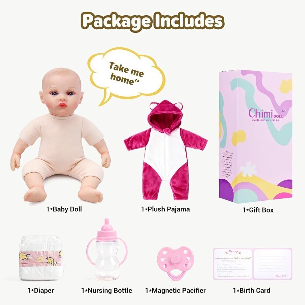18 Inch Lifelike Newborn Real Life Soft Body Baby Doll With Accessories Pajamas - Picture 4 of 7